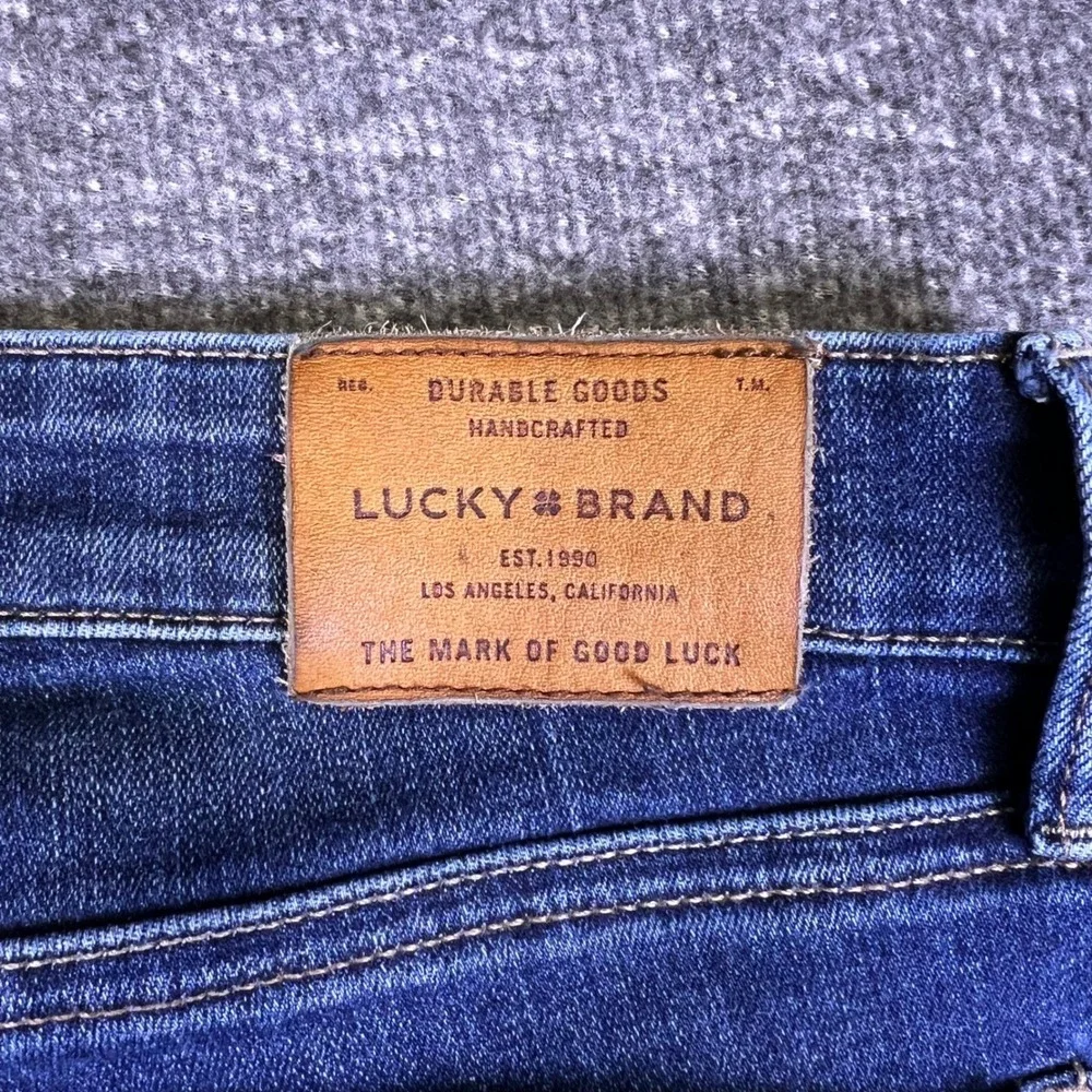 Lucky Brand Ava Skinny Jeans Womens 4/27 Blue Wash Chic Frayed Hem Stretch 27x28